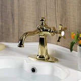Hamilton One-Handle 1-Hole Bathroom Faucet with Deck Plate and Push Pop-Up Drain