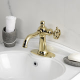 Wendell One-Handle 1-Hole Bathroom Faucet with Knurled Handle and Push Pop-Up Drain