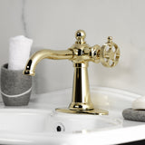 Wendell One-Handle 1-Hole Bathroom Faucet with Knurled Handle and Push Pop-Up Drain