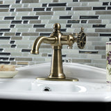 Fuller One-Handle 1-Hole Bathroom Faucet with Deck Plate and Push Pop-Up Drain
