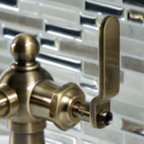 Knight One-Handle 1-Hole Bathroom Faucet with Deck Plate and Push Pop-Up Drain