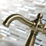 Knight One-Handle 1-Hole Bathroom Faucet with Deck Plate and Push Pop-Up Drain