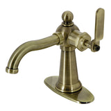 Knight One-Handle 1-Hole Bathroom Faucet with Deck Plate and Push Pop-Up Drain