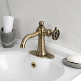 Wendell Single-Handle 1-Hole Deck Mount Bathroom Faucet with Knurled Handle and Push Pop-Up Drain