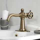 Wendell One-Handle 1-Hole Bathroom Faucet with Knurled Handle and Push Pop-Up Drain