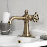 Wendell Single-Handle 1-Hole Deck Mount Bathroom Faucet with Knurled Handle and Push Pop-Up Drain