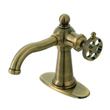 Wendell Single-Handle 1-Hole Deck Mount Bathroom Faucet with Knurled Handle and Push Pop-Up Drain