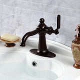 Knight One-Handle 1-Hole Bathroom Faucet with Deck Plate and Push Pop-Up Drain