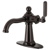 Knight One-Handle 1-Hole Bathroom Faucet with Deck Plate and Push Pop-Up Drain