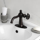 Wendell One-Handle 1-Hole Bathroom Faucet with Knurled Handle and Push Pop-Up Drain