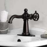 Wendell Single-Handle 1-Hole Deck Mount Bathroom Faucet with Knurled Handle and Push Pop-Up Drain