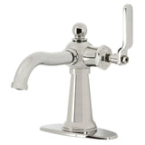 Knight One-Handle 1-Hole Bathroom Faucet with Deck Plate and Push Pop-Up Drain