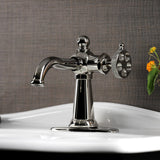 Webb One-Handle 1-Hole Bathroom Faucet with Knurled Handle and Push Pop-Up Drain