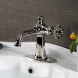 Webb One-Handle 1-Hole Bathroom Faucet with Knurled Handle and Push Pop-Up Drain