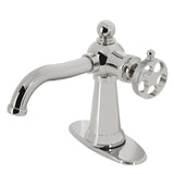 Webb One-Handle 1-Hole Bathroom Faucet with Knurled Handle and Push Pop-Up Drain