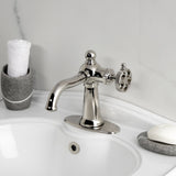 Wendell One-Handle 1-Hole Bathroom Faucet with Knurled Handle and Push Pop-Up Drain