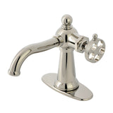 Wendell Single-Handle 1-Hole Deck Mount Bathroom Faucet with Knurled Handle and Push Pop-Up Drain