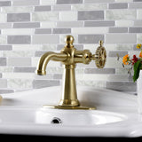 Fuller One-Handle 1-Hole Bathroom Faucet with Deck Plate and Push Pop-Up Drain
