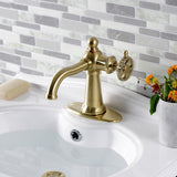 Fuller One-Handle 1-Hole Bathroom Faucet with Deck Plate and Push Pop-Up Drain