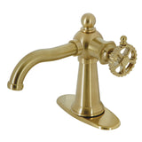 Fuller One-Handle 1-Hole Bathroom Faucet with Deck Plate and Push Pop-Up Drain