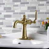 Knight One-Handle 1-Hole Bathroom Faucet with Deck Plate and Push Pop-Up Drain