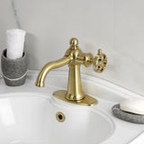 Wendell Single-Handle 1-Hole Deck Mount Bathroom Faucet with Knurled Handle and Push Pop-Up Drain