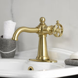 Wendell Single-Handle 1-Hole Deck Mount Bathroom Faucet with Knurled Handle and Push Pop-Up Drain