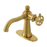 Wendell One-Handle 1-Hole Bathroom Faucet with Knurled Handle and Push Pop-Up Drain