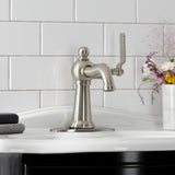 Knight One-Handle 1-Hole Bathroom Faucet with Deck Plate and Push Pop-Up Drain