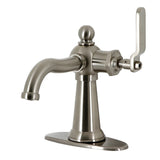 Knight One-Handle 1-Hole Bathroom Faucet with Deck Plate and Push Pop-Up Drain