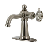 Webb One-Handle 1-Hole Bathroom Faucet with Knurled Handle and Push Pop-Up Drain