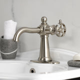 Wendell Single-Handle 1-Hole Deck Mount Bathroom Faucet with Knurled Handle and Push Pop-Up Drain