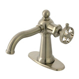 Wendell One-Handle 1-Hole Bathroom Faucet with Knurled Handle and Push Pop-Up Drain