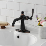 Knight One-Handle 1-Hole Bathroom Faucet with Deck Plate and Push Pop-Up Drain