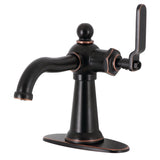 Knight One-Handle 1-Hole Bathroom Faucet with Deck Plate and Push Pop-Up Drain