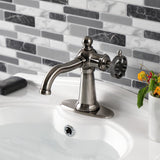 Webb One-Handle 1-Hole Bathroom Faucet with Knurled Handle and Push Pop-Up Drain
