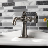 Webb One-Handle 1-Hole Bathroom Faucet with Knurled Handle and Push Pop-Up Drain
