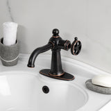 Wendell Single-Handle 1-Hole Deck Mount Bathroom Faucet with Knurled Handle and Push Pop-Up Drain