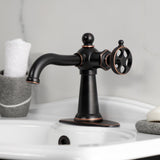 Wendell Single-Handle 1-Hole Deck Mount Bathroom Faucet with Knurled Handle and Push Pop-Up Drain