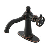 Wendell One-Handle 1-Hole Bathroom Faucet with Knurled Handle and Push Pop-Up Drain