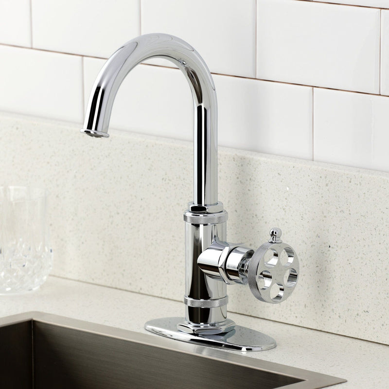 Wendell One-Handle 1-Hole Deck Mount Bar Faucet with Knurled Handle