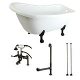 Aqua Eden 67-Inch Acrylic Oval Single Slipper Clawfoot Tub with Faucet Drain and Supply Lines Combo
