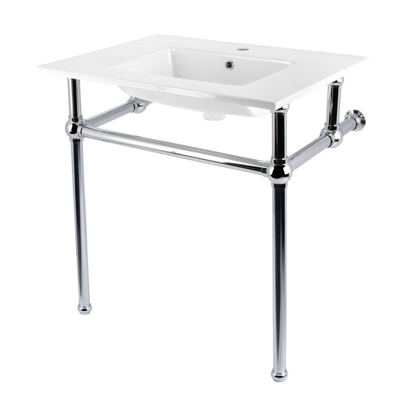 Templeton 31-Inch Ceramic Console Sink with Brass Legs (1-Hole)