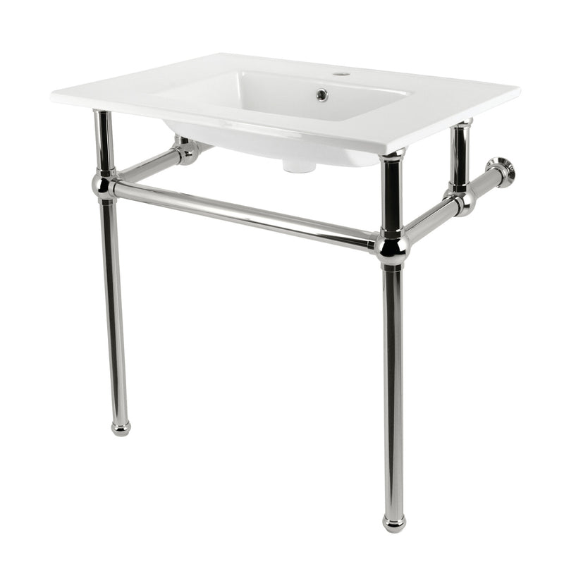 Templeton 31-Inch Ceramic Console Sink with Brass Legs (1-Hole)