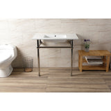 Templeton 37-Inch Ceramic Console Sink with Brass Legs (1-Hole)