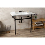 Templeton 37-Inch Ceramic Console Sink with Brass Legs (4-Inch, 3-Hole)