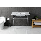 Templeton 37-Inch Ceramic Console Sink with Brass Legs (8-Inch, 3-Hole)