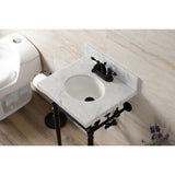 Edwardian 19-Inch Carrara Marble Console Sink with Brass Legs (4-Inch, 3-Hole)