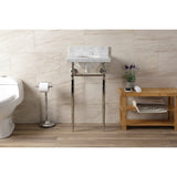Edwardian 19-Inch Carrara Marble Console Sink with Brass Legs (4-Inch, 3-Hole)