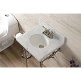 Edwardian 19-Inch Carrara Marble Console Sink with Brass Legs (4-Inch, 3-Hole)